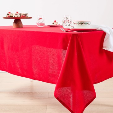 Anko Extra Large Red Linen Look Tablecloth