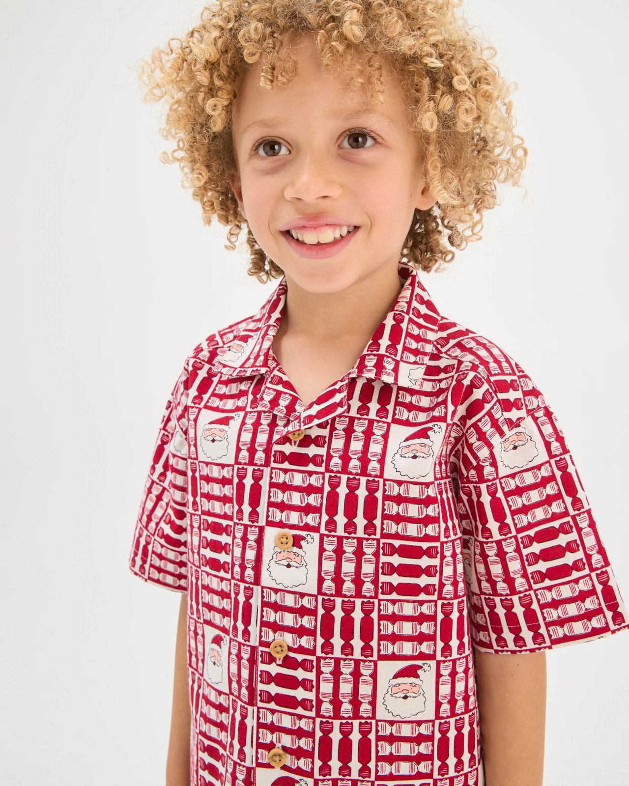 Cotton Short Sleeve Christmas Shirt - Red Tiles 2 of 5