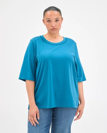 Plus Size Australian Cotton Stitch Detail T-Shirt