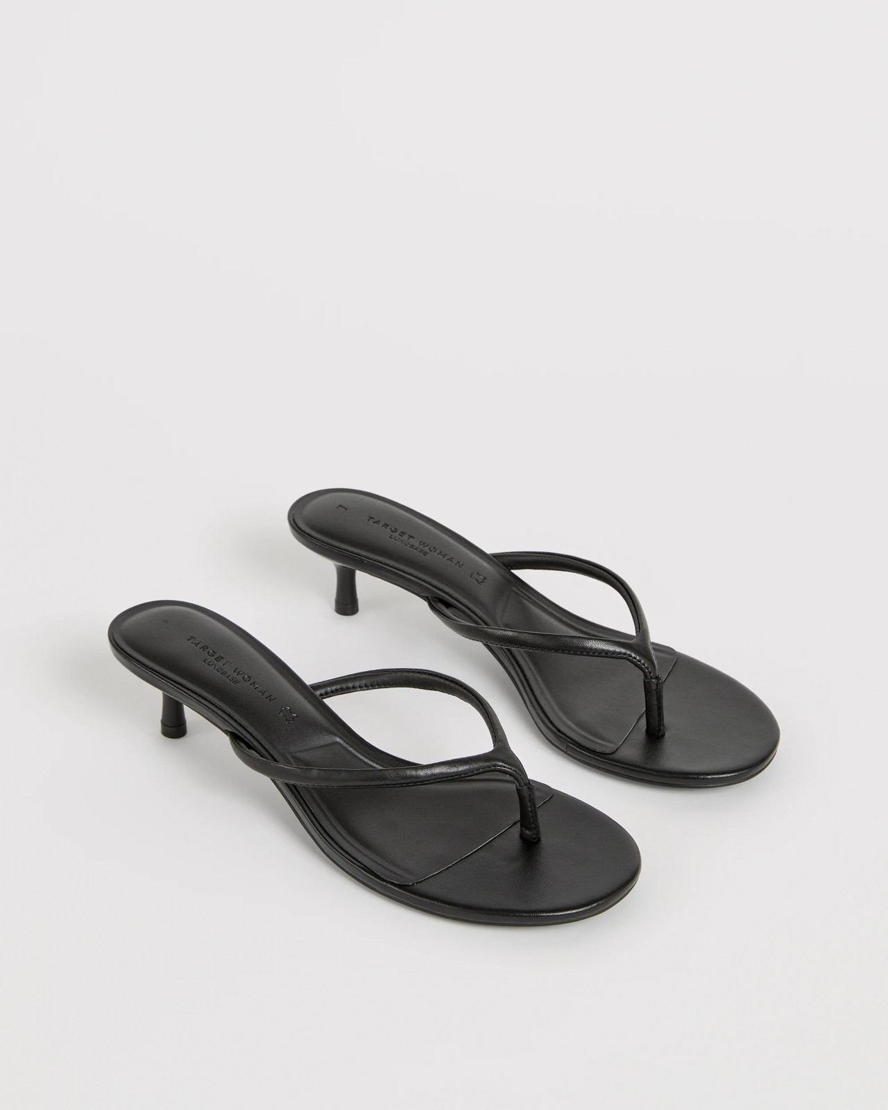 Genuine Suede Leather Thong Heels - Black Leather 2 of 3