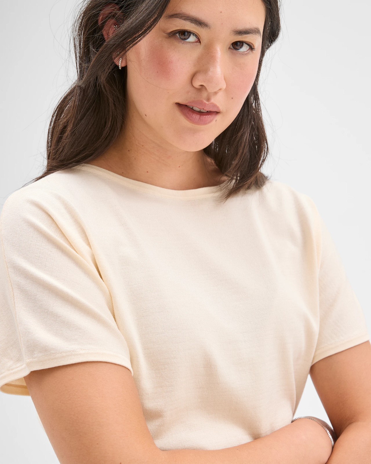 Preview Extended Short Sleeve Knit Jumper - Butter 5 of 5