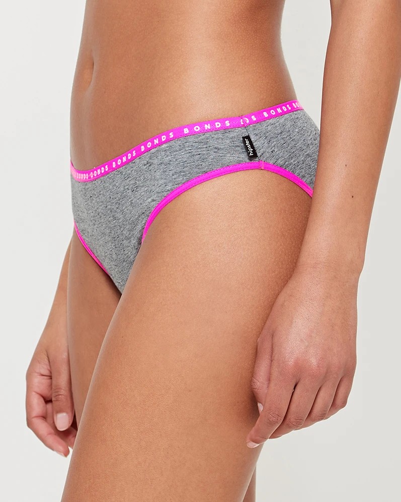 Hipster Bikini Briefs - Bonds - Grey Marle/Alberti Pink