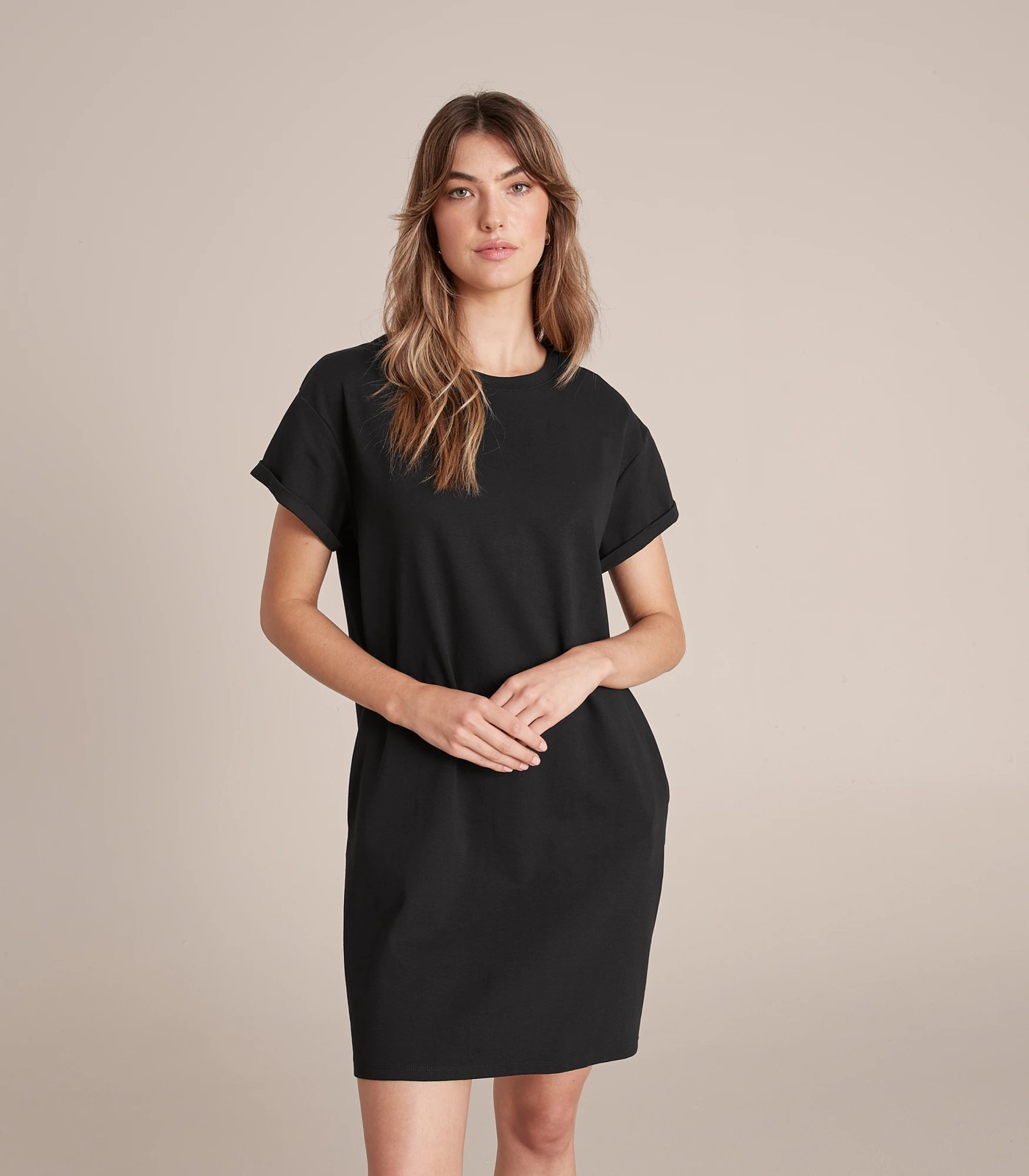 Basic Black Short Sleeve T Shirt Dress