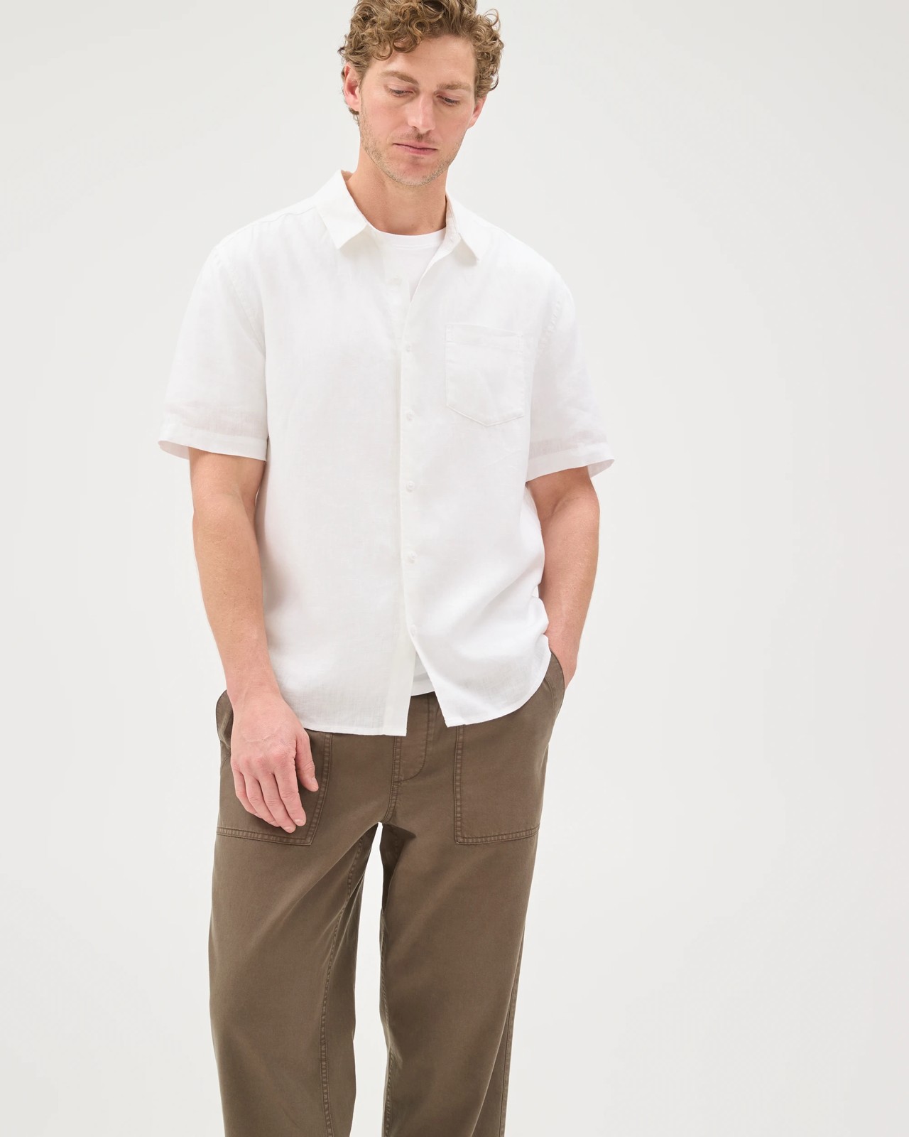 Elastic Waist Beach Pants - Black Olive 2 of 6