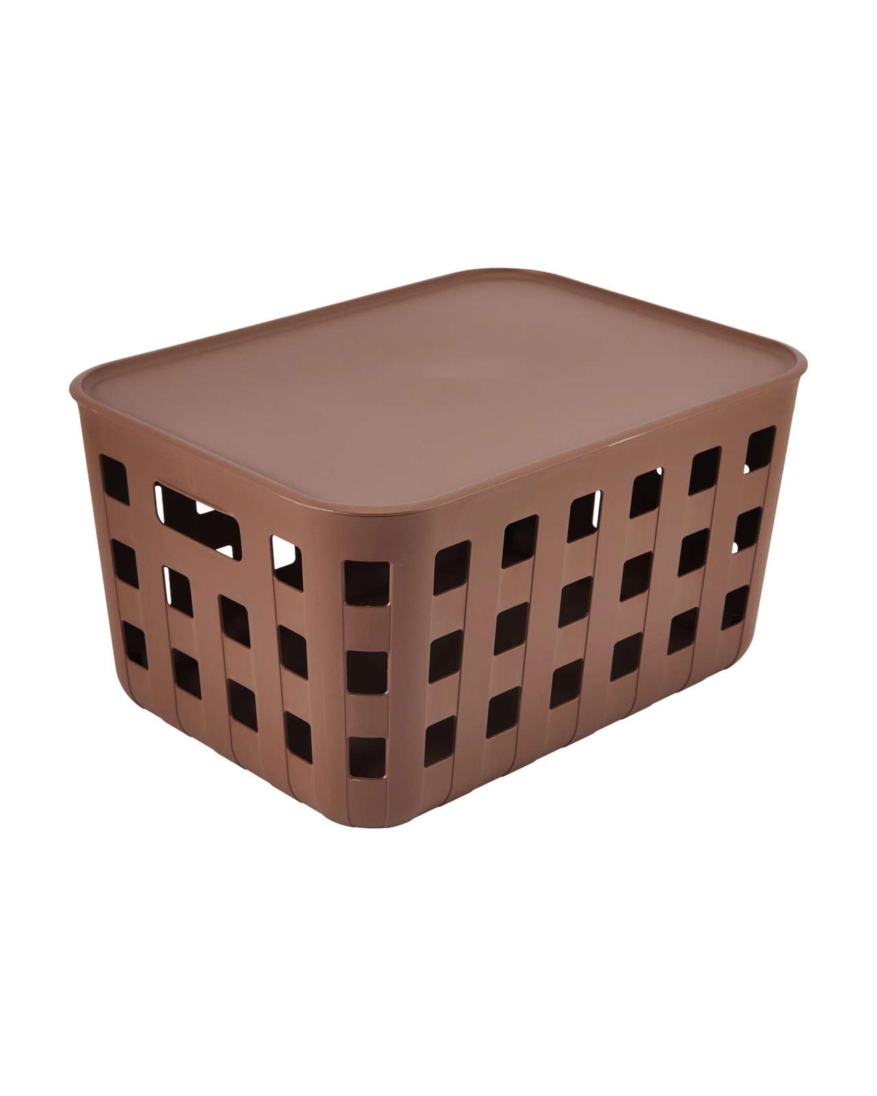 28L Rectangle Trellis Basket with Lid, Chocolate - Anko 2 of 6