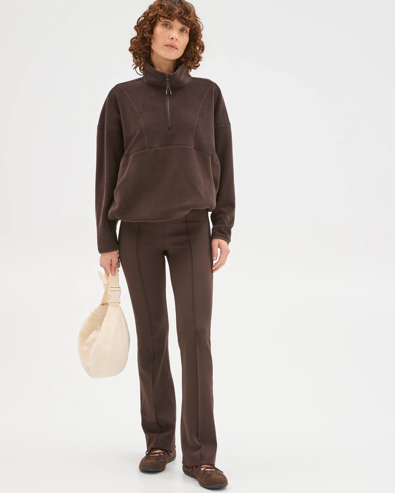 Polar Fleece 1/4 Zip Jumper - Cocoa 3 of 6