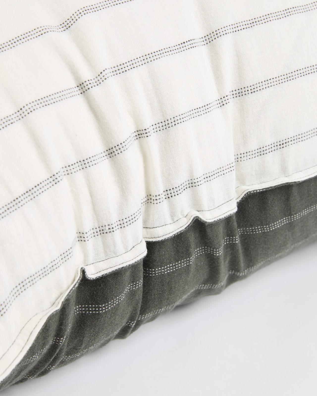 Adelle Stripe Linen/Cotton European Pillowcase - Moss 6 of 6