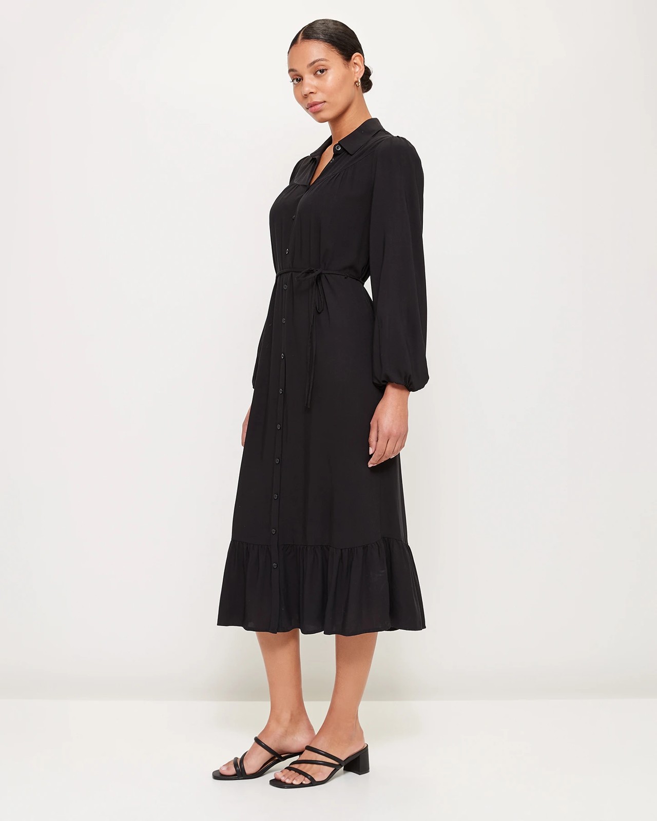 Long sleeve button through dress hotsell