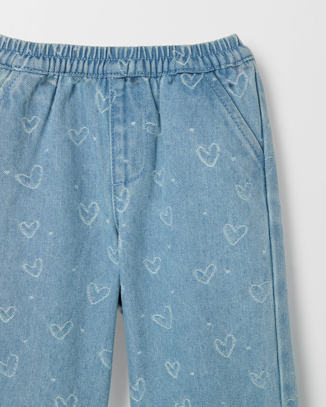 Baby Wide Leg Heart Embroidered Denim Pants 2 of 2
