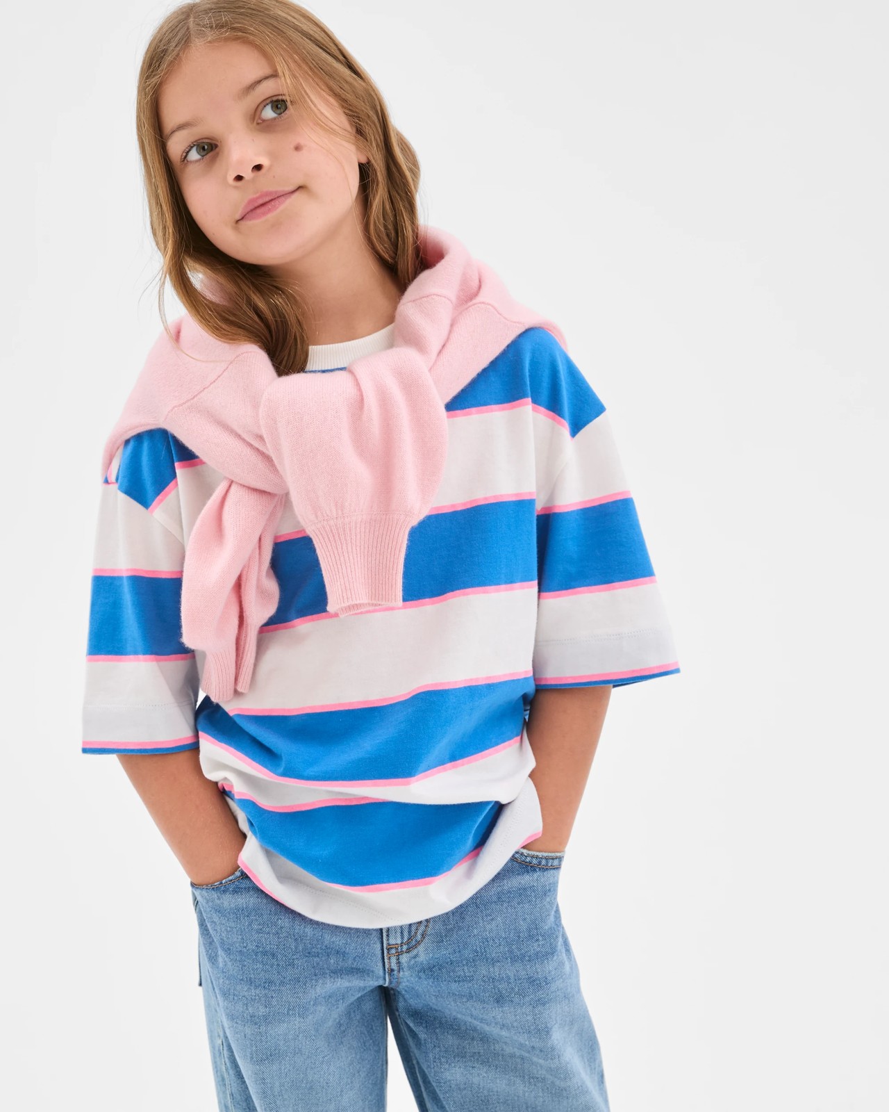 Australian Cotton Oversized T-Shirt - Stripe Blue 2 of 6