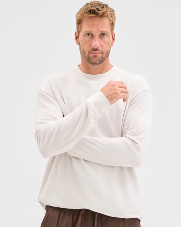 Australian Cotton Blend Long Sleeve Textured T-Shirt