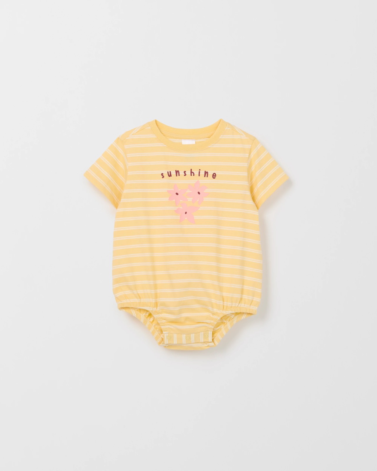 Baby Organic Cotton Short Sleeve Bubble Bodysuit - Sunshine Yellow 4 of 5