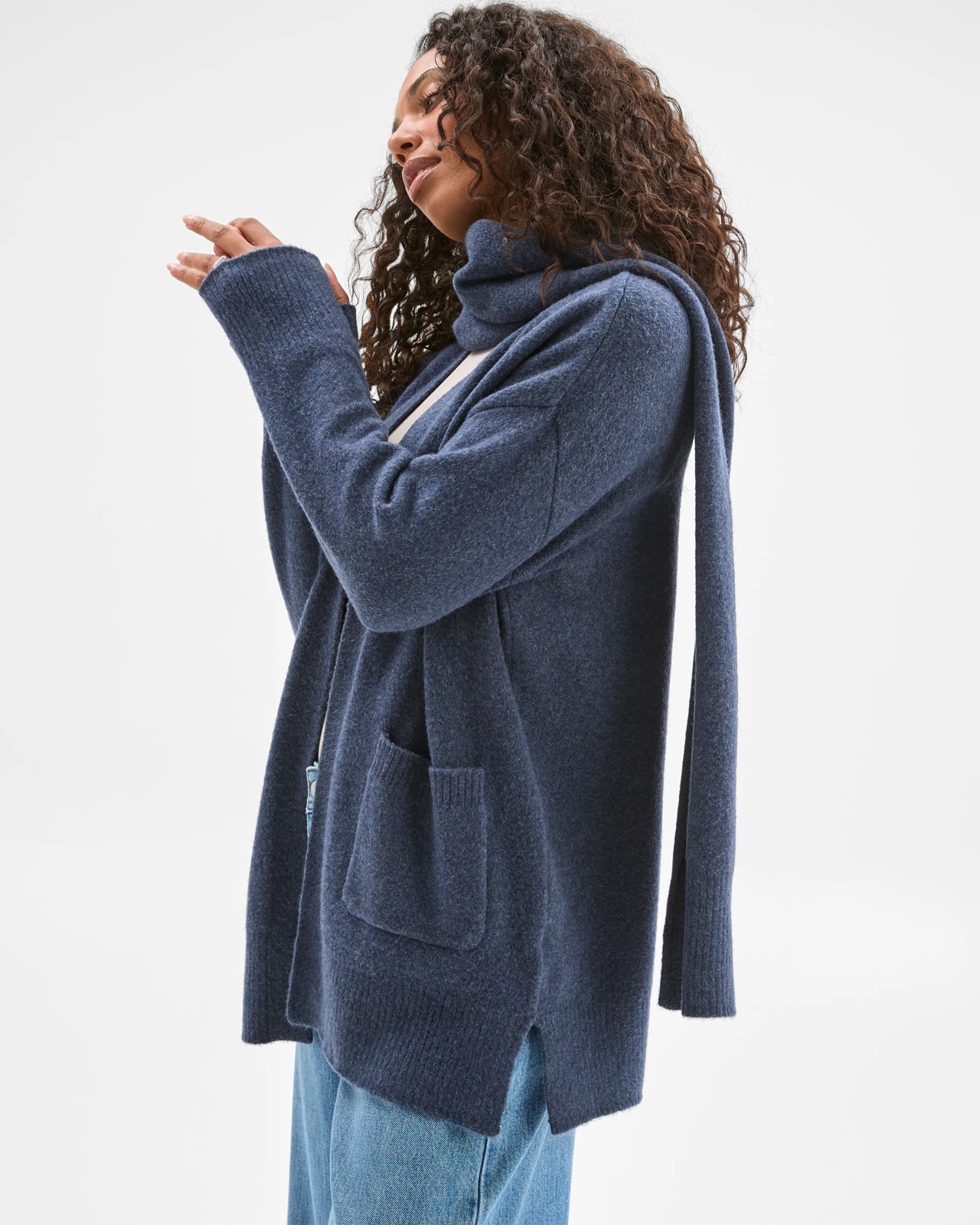 Supersoft Edge To Edge Cardigan - Navy Marle 5 of 6