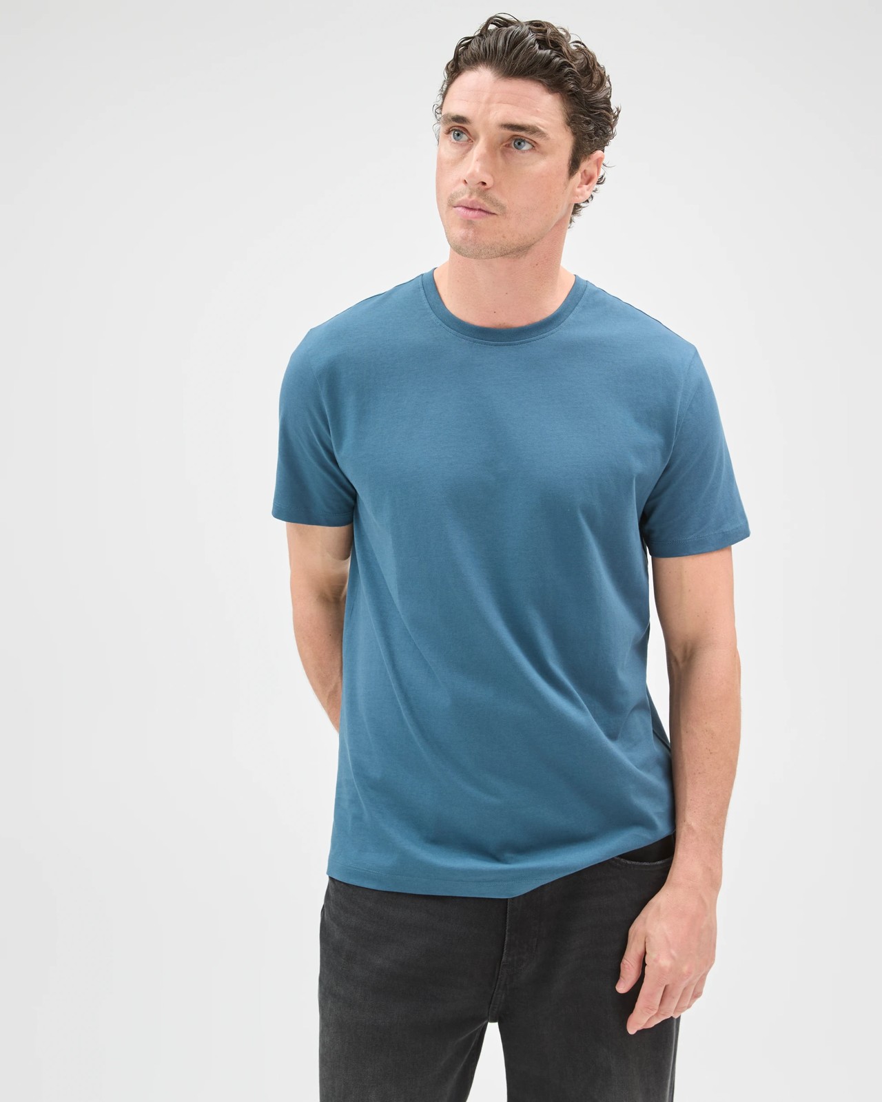 Australian Cotton Crew Neck T-Shirt - Orion Blue 2 of 6