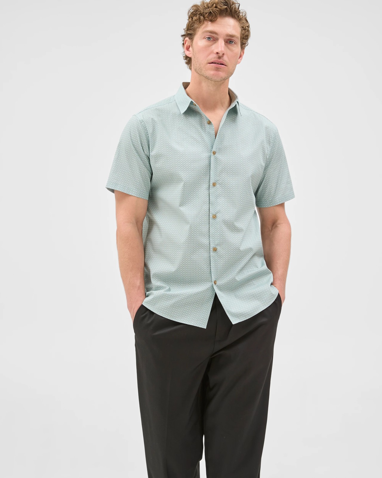 Preview Australian Cotton Short Sleeve Shirt - Floral Tile Sage 5 of 5
