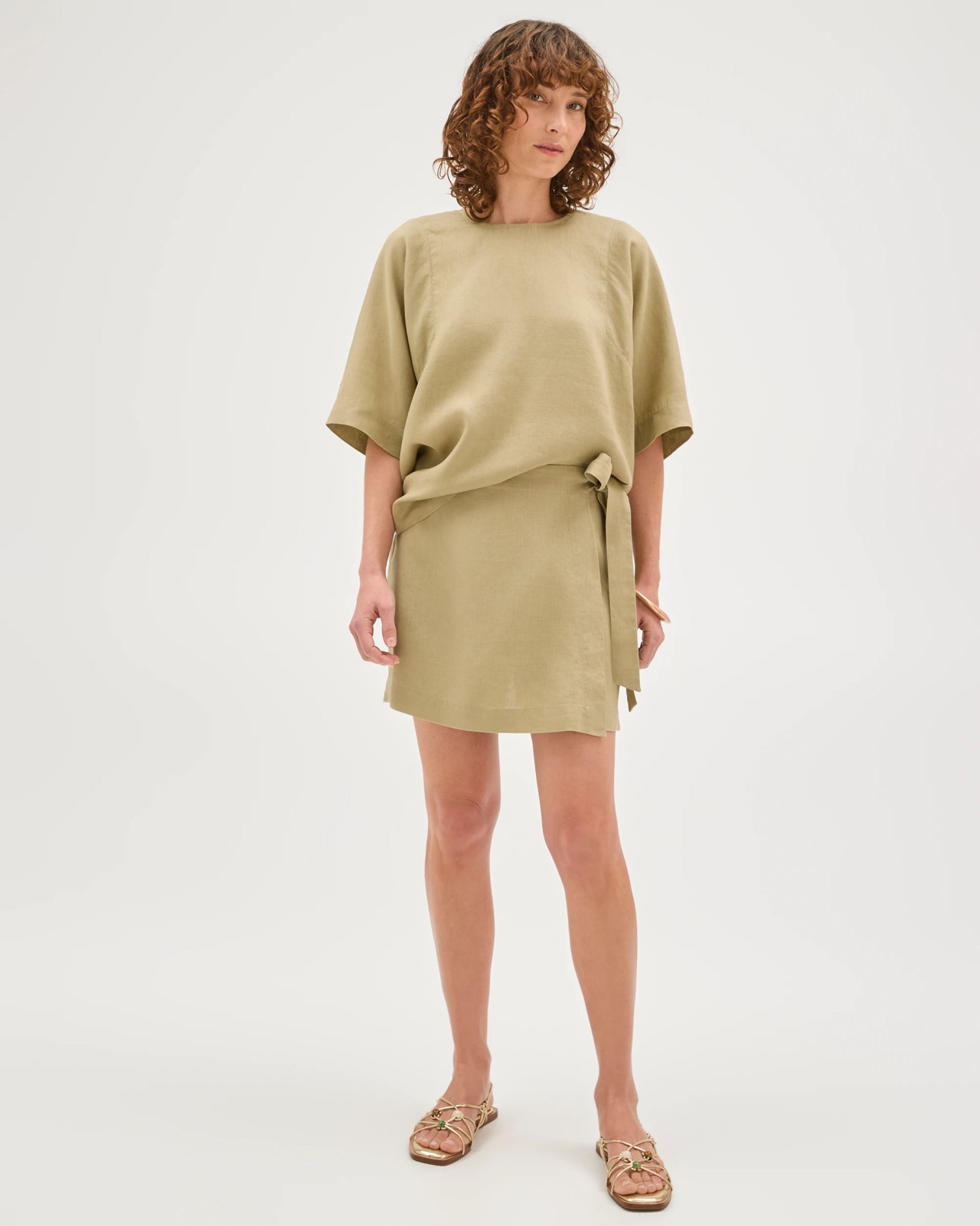 European Linen Mini Skort - Crushed Leaf 5 of 6