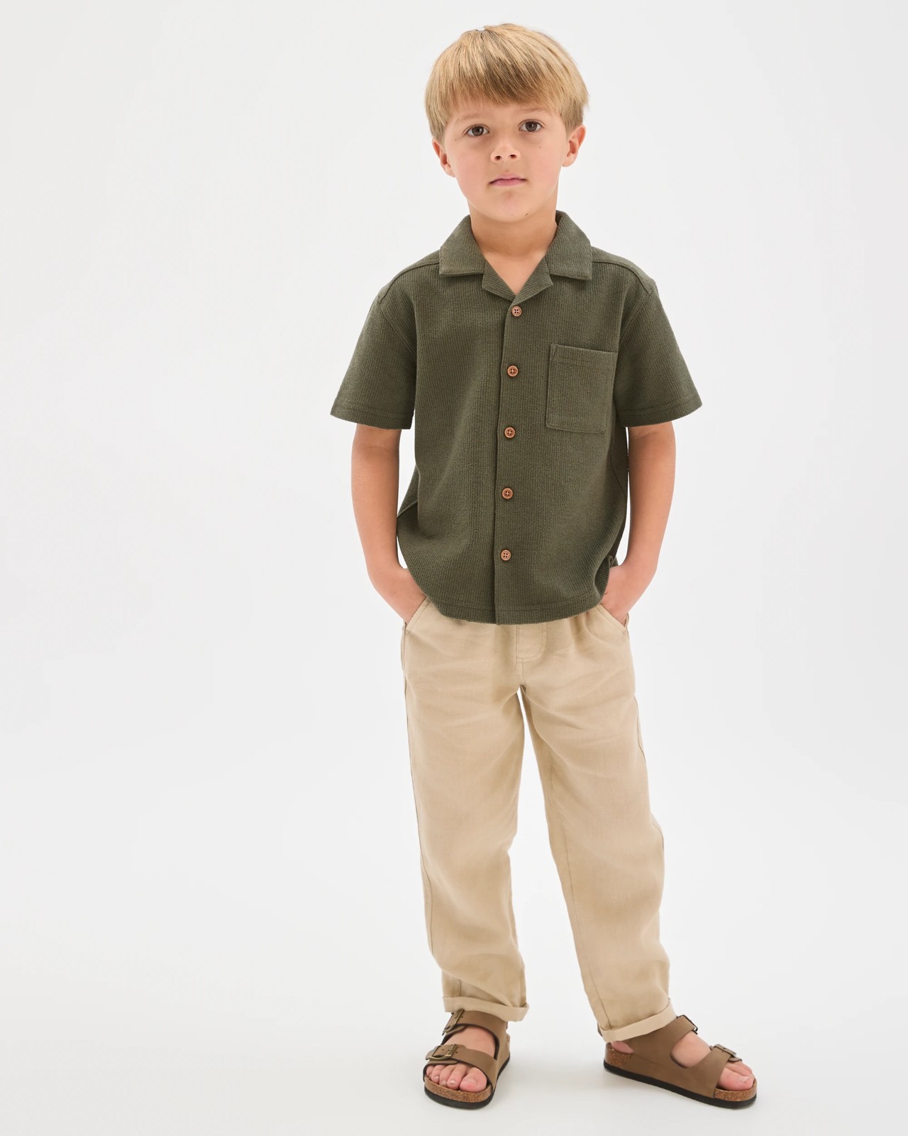Short Sleeve Textured Shirt - Avocado 2 of 6