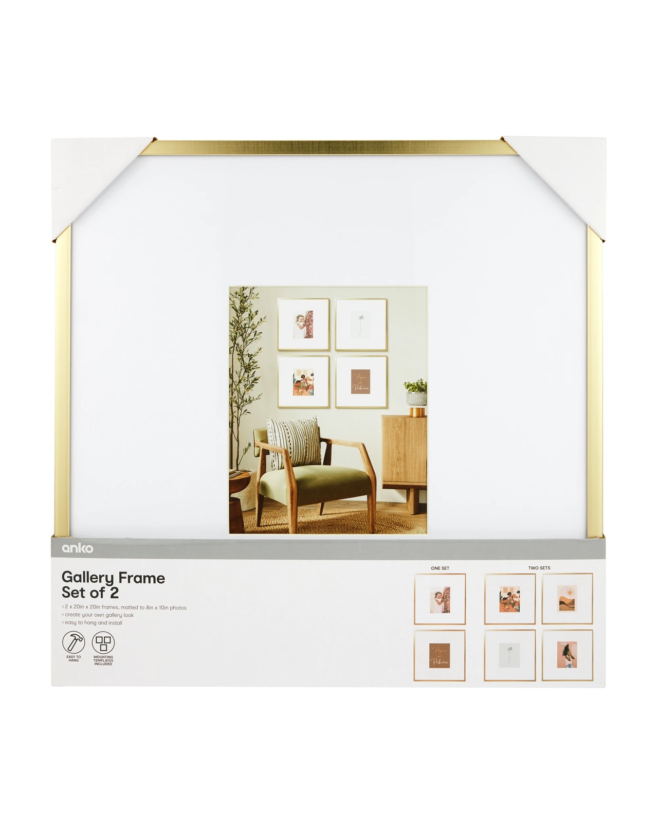 Anko 2 Piece Gallery Frame Set - Gold Look 5 of 6