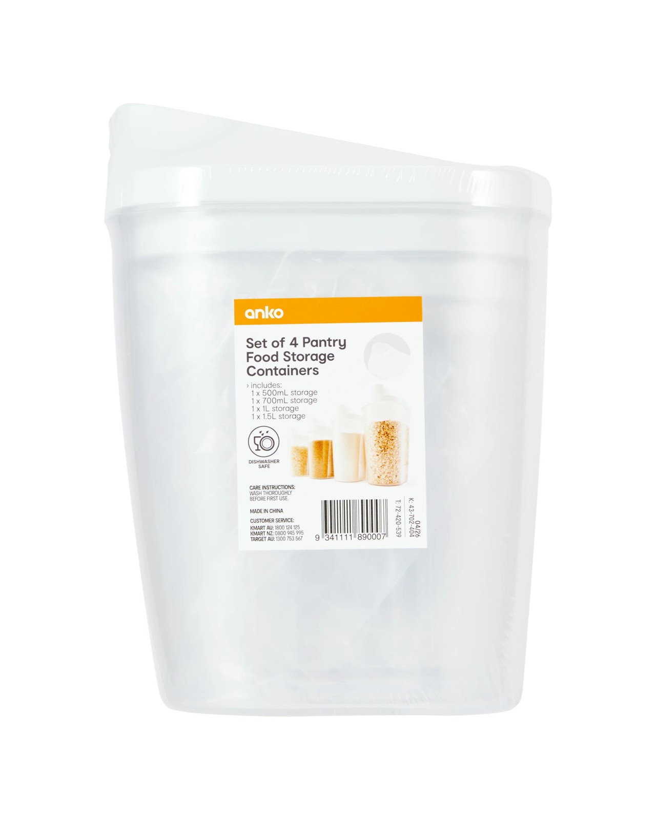 Anko Set of 4 Pantry Food Storage Containers 6 of 6
