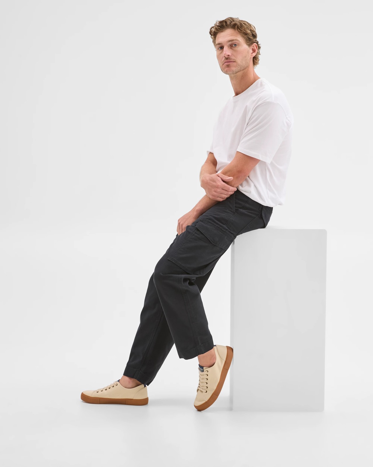 Australian Cotton Regular Fit Cargo Pants - Black 3 of 5