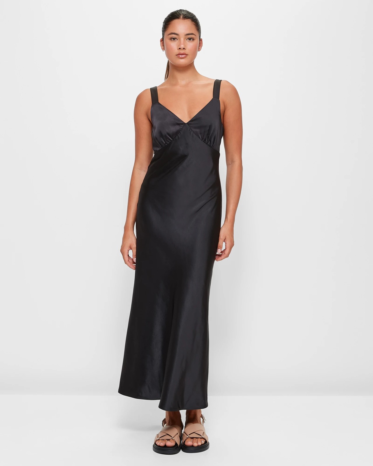 Black Satin Slip Dress