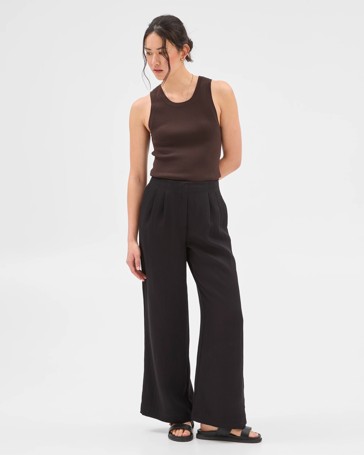 Summer Twill Pleat Waist Wide Leg Pants - Preview