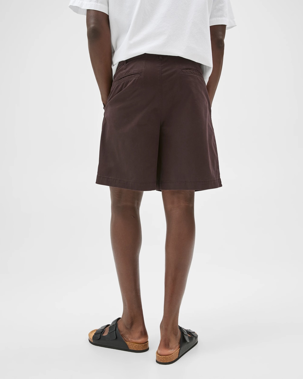 Commons Australian Cotton Pleated Chino Shorts - Dark Brown 6 of 6