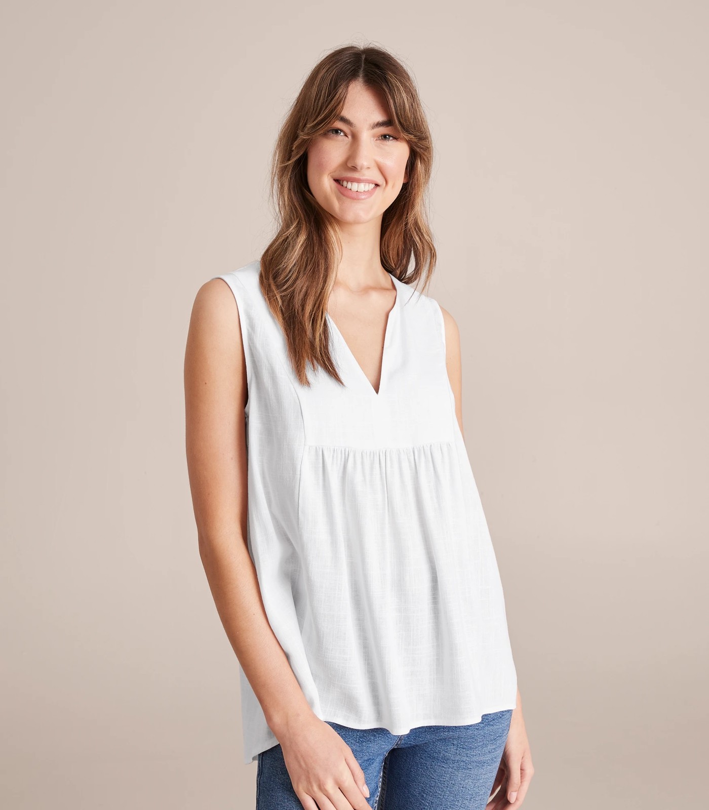 Sleeveless cheap peasant top