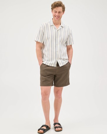 Australian Cotton Short Sleeve Textured Stripe Shirt