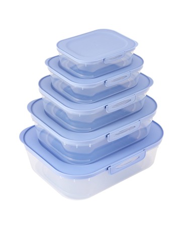 Anko Set of 5 Rectangle Food Storage Containers - Blue