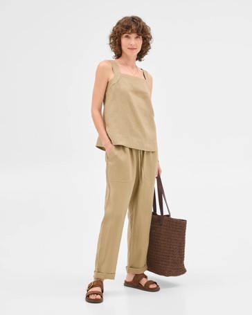 European Linen Tapered Pants