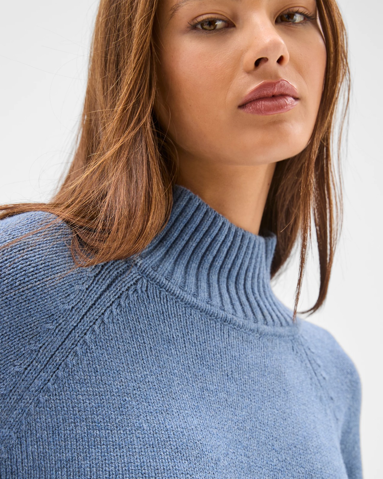 Lily Loves Australian Cotton Blend High Neck Knit Jumper - Denim Blue 4 of 5