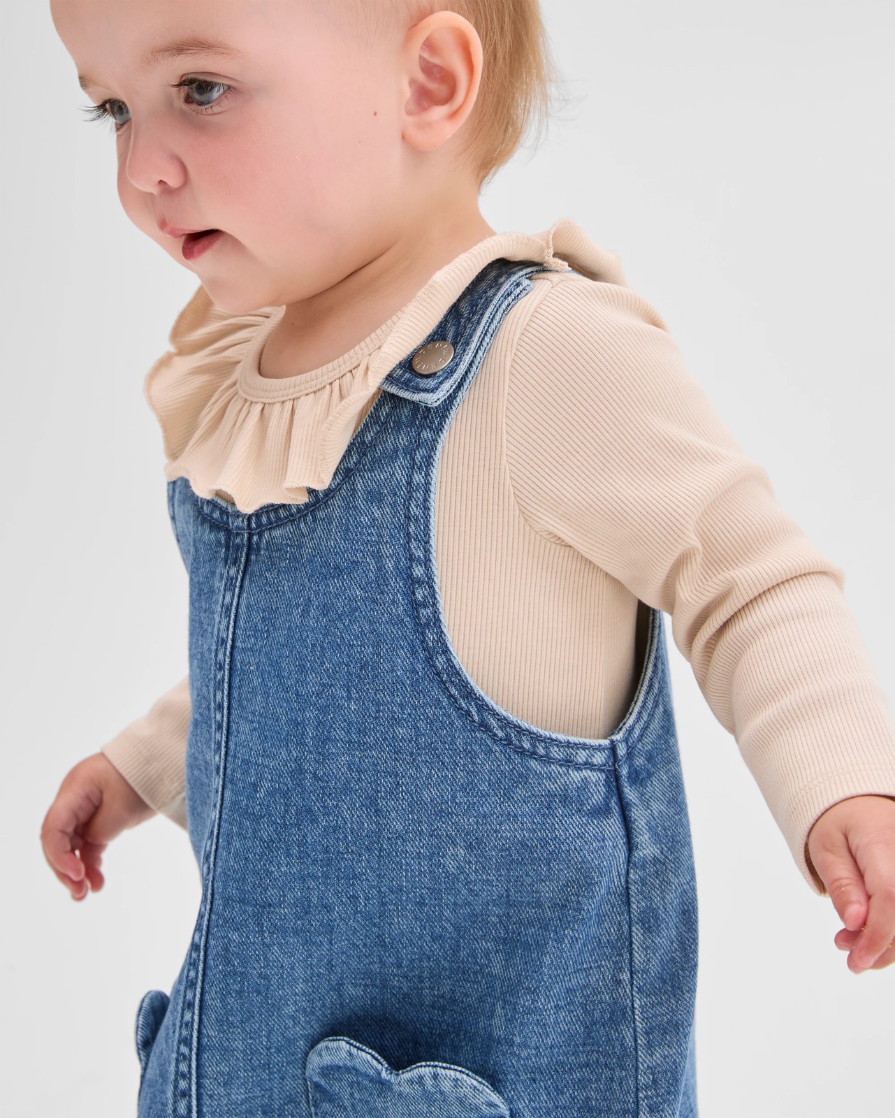 Baby Organic Cotton Bodysuit and Denim Pinafore 2 Piece Set 2 of 3