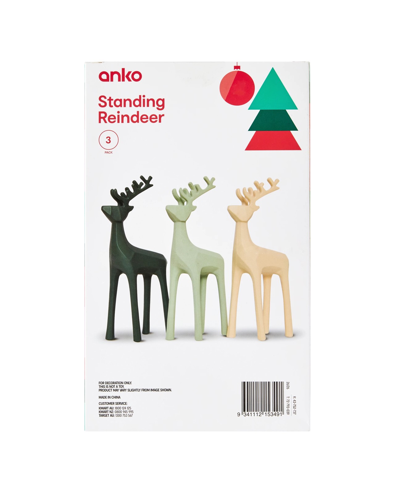 Anko 3 Pack Standing Reindeer 6 of 6