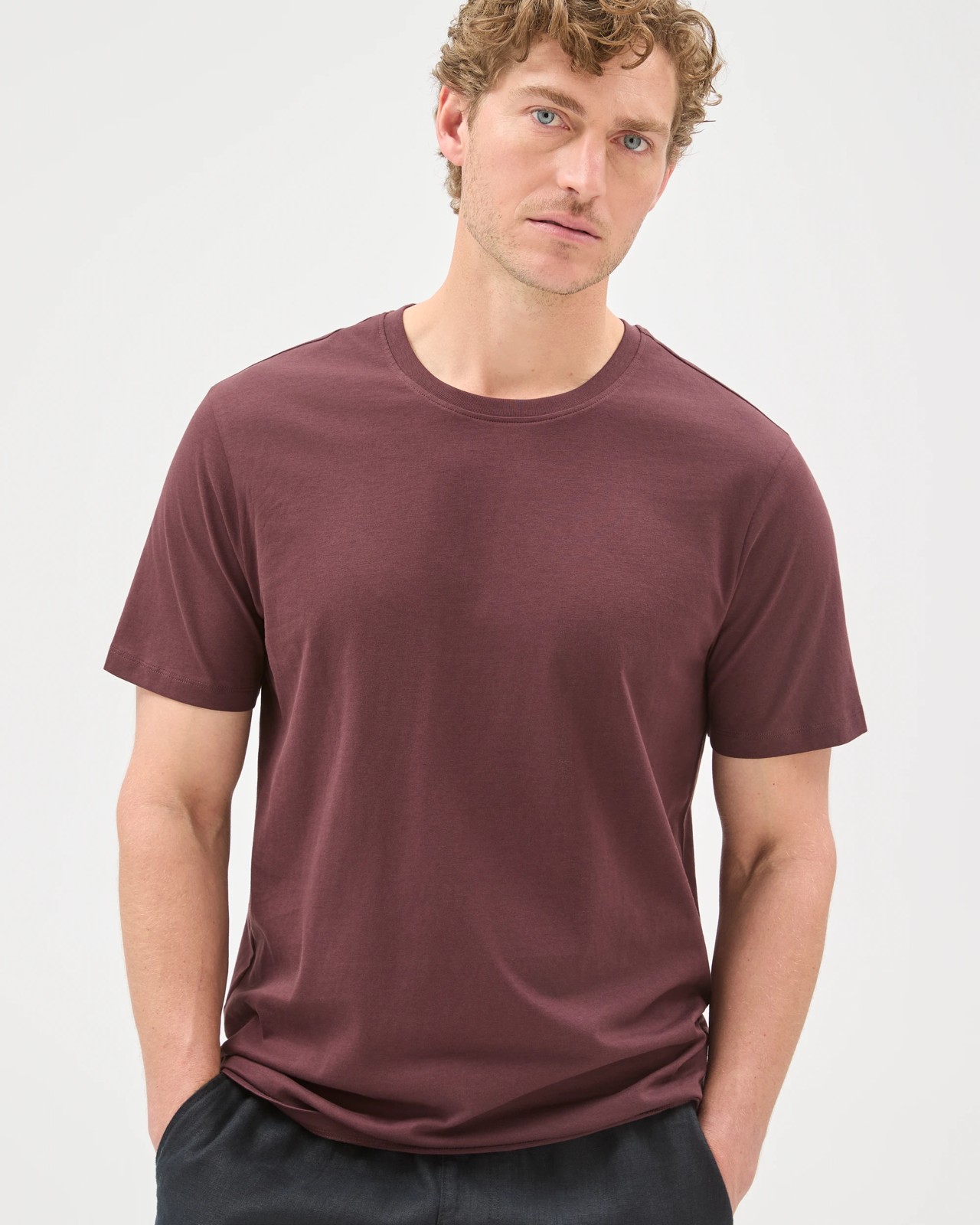 Australian Cotton Crew Neck T-Shirt - Fudge 3 of 5