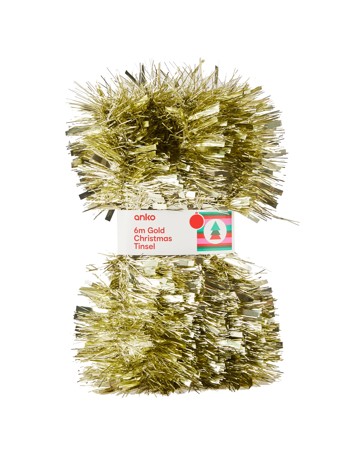 Anko 6m Gold Look Christmas Tinsel