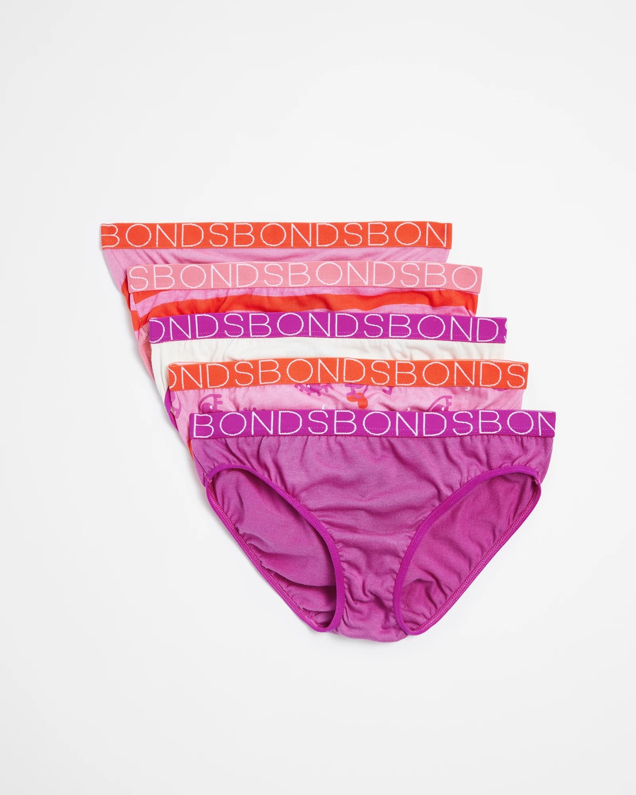 Bonds Girls Bikini Briefs 5 Pack - Lolly Ice Stripe