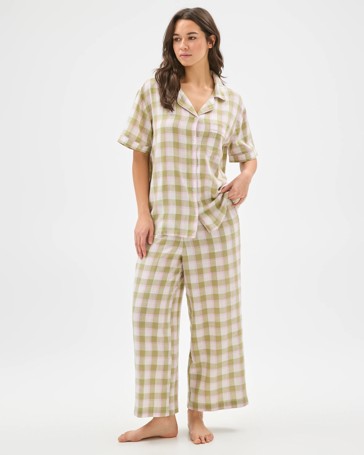 Linen Blend 7/8 Length Pyjama Set