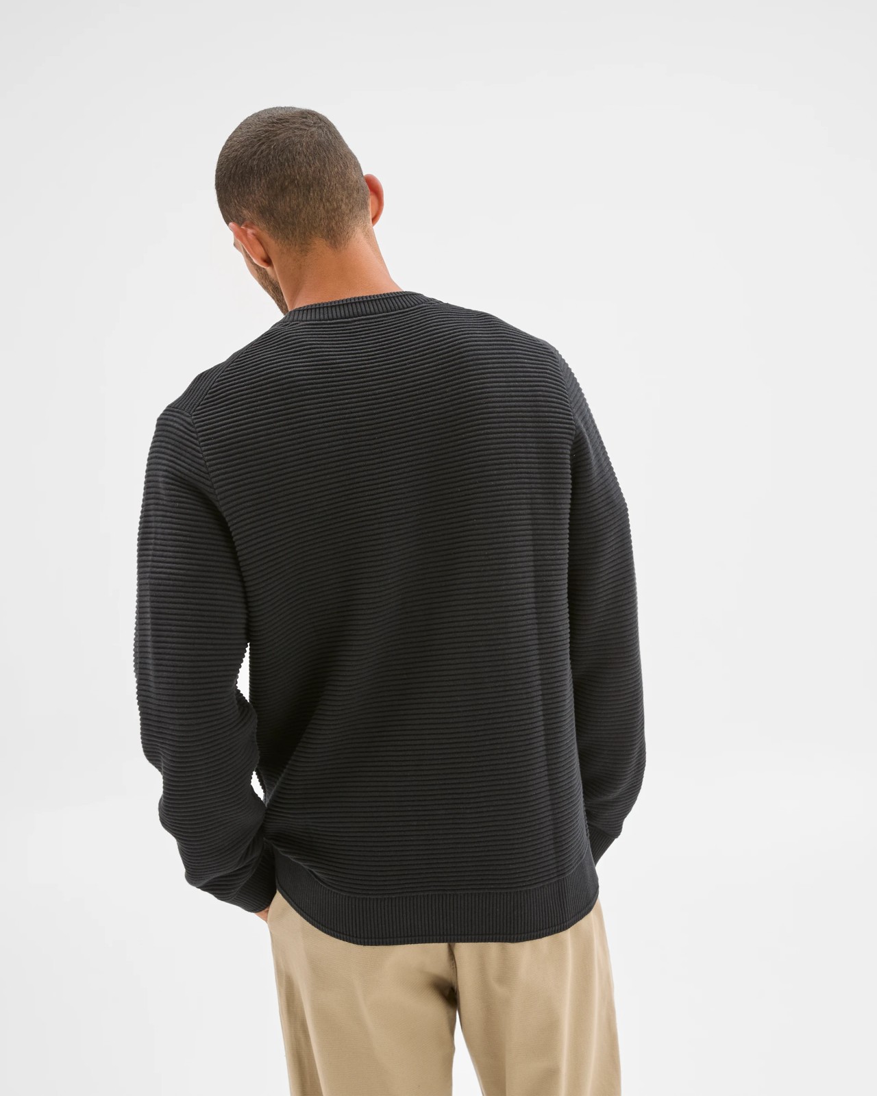 Australian Cotton Ottoman Knit Jumper - Black 6 of 6