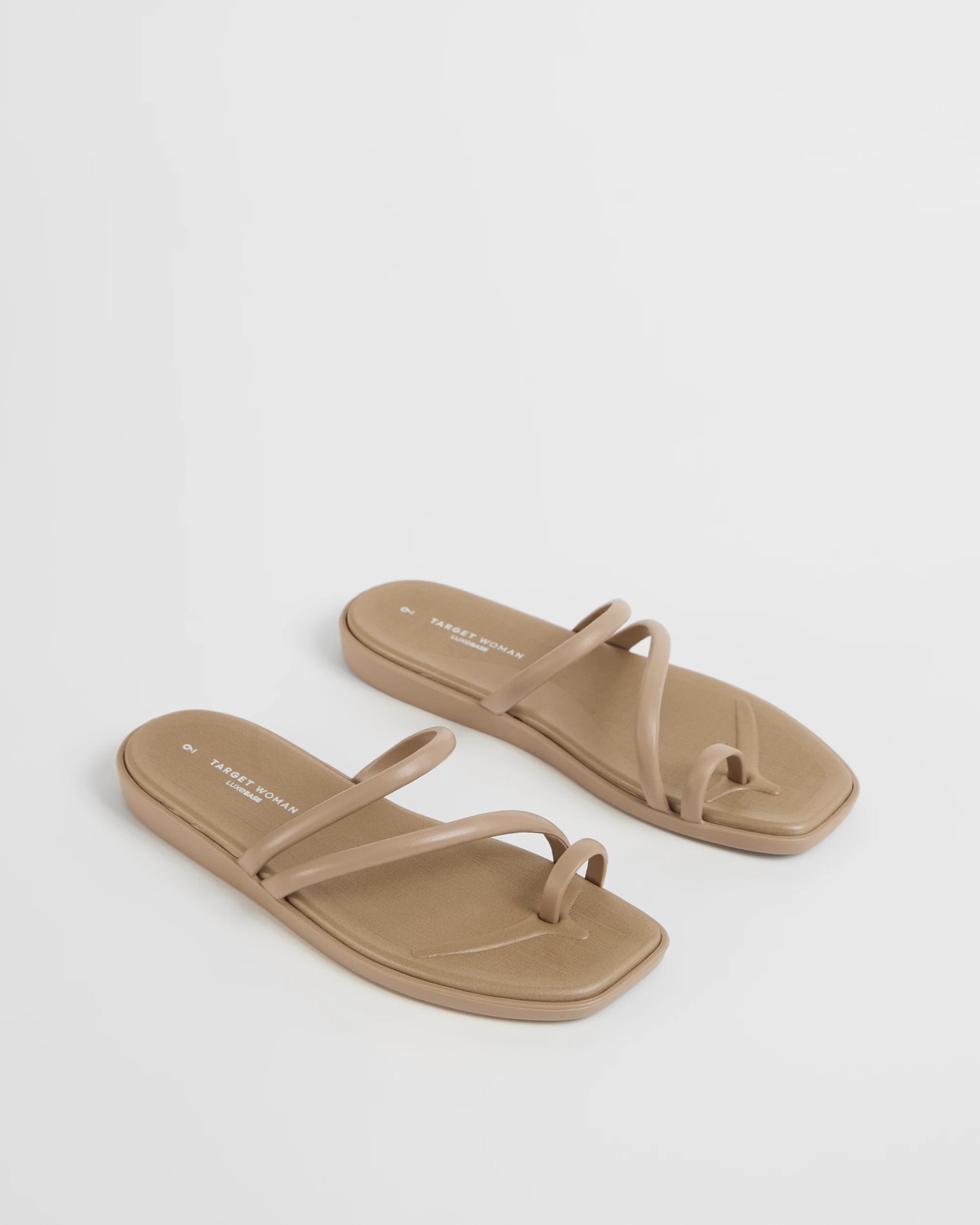 Padded Toe Post Strappy Slides - Mocha 2 of 3