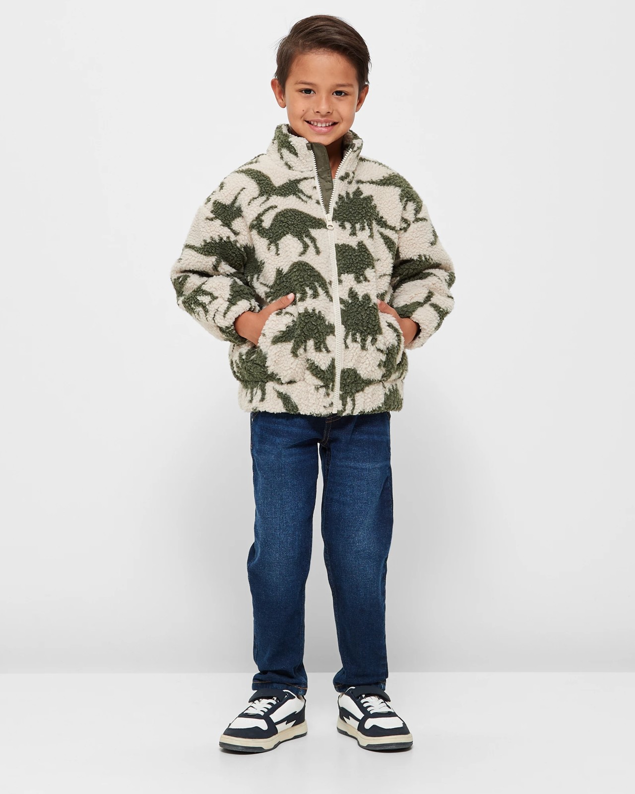 Zip Thru Teddy Fleece Dinosaur Jacket 2 of 5