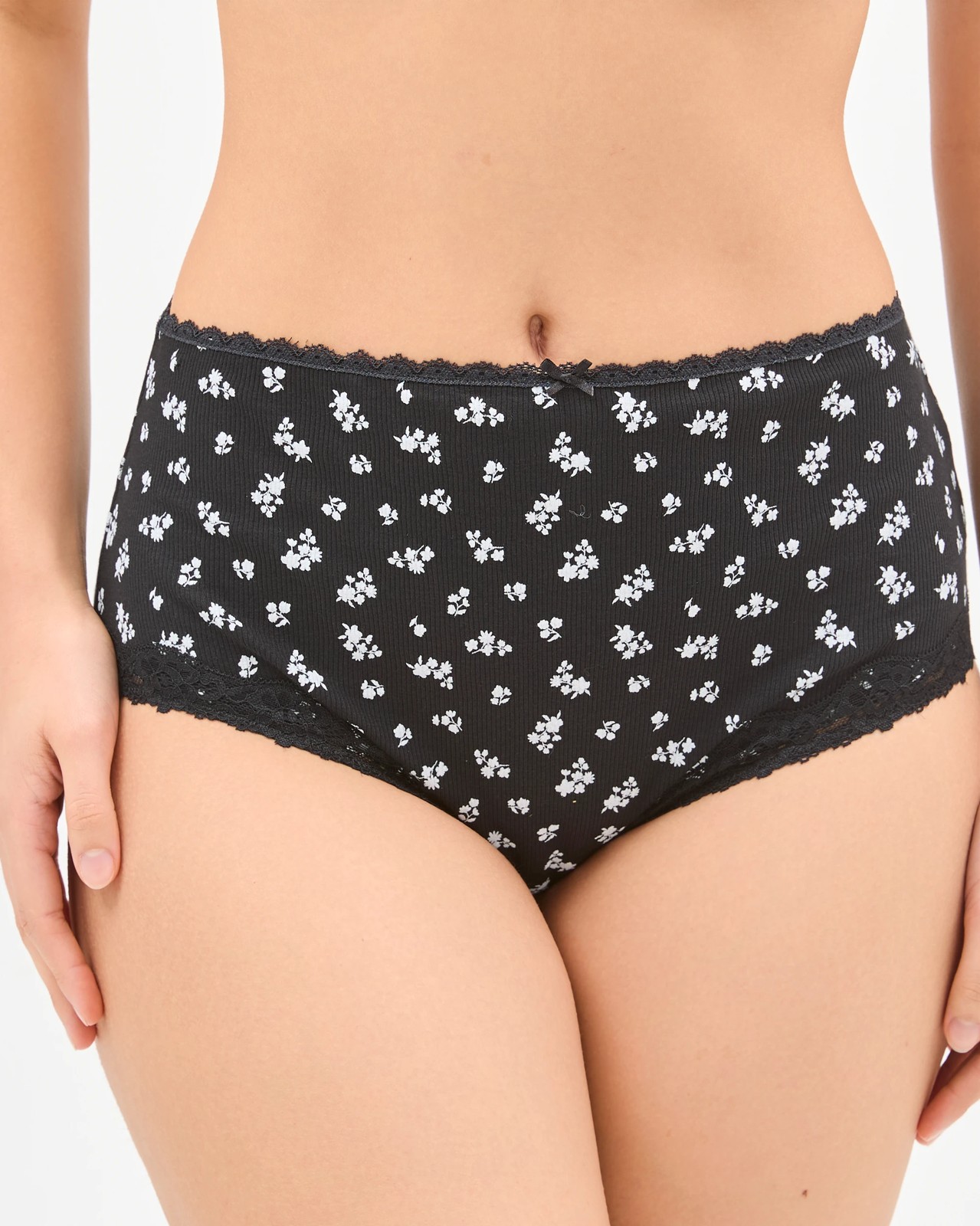 Australian Cotton Blend 3 Pack Full Briefs - Bare Beauty/Gardenia/Black Floral 2 of 4