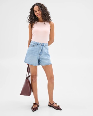 Australian Cotton Ribbed Tank Top with Shelf Bra