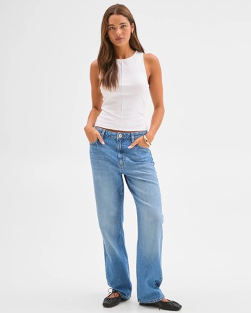 Lily Loves Denim Mid Rise Straight Leg Jeans