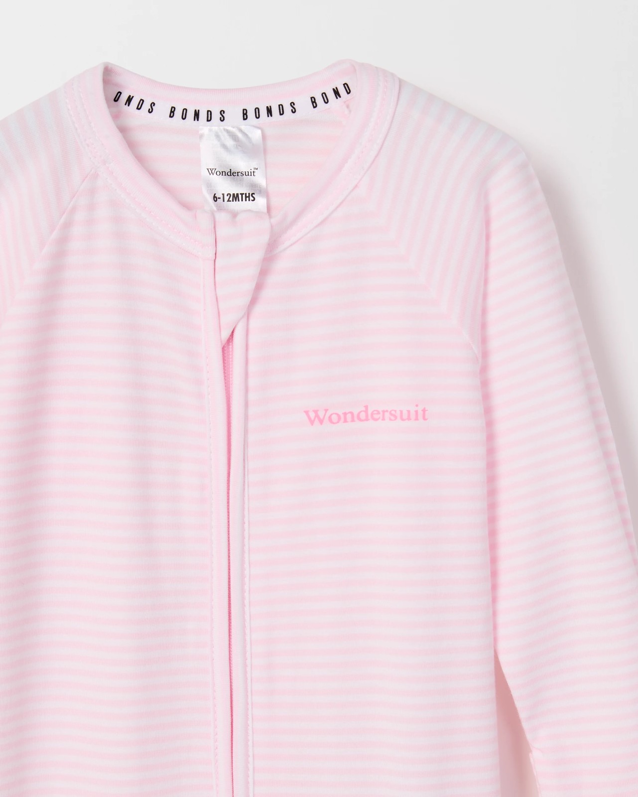 Bonds Baby Stripe Zip Wondersuit Coverall - Pink/White Stripe 5 of 5
