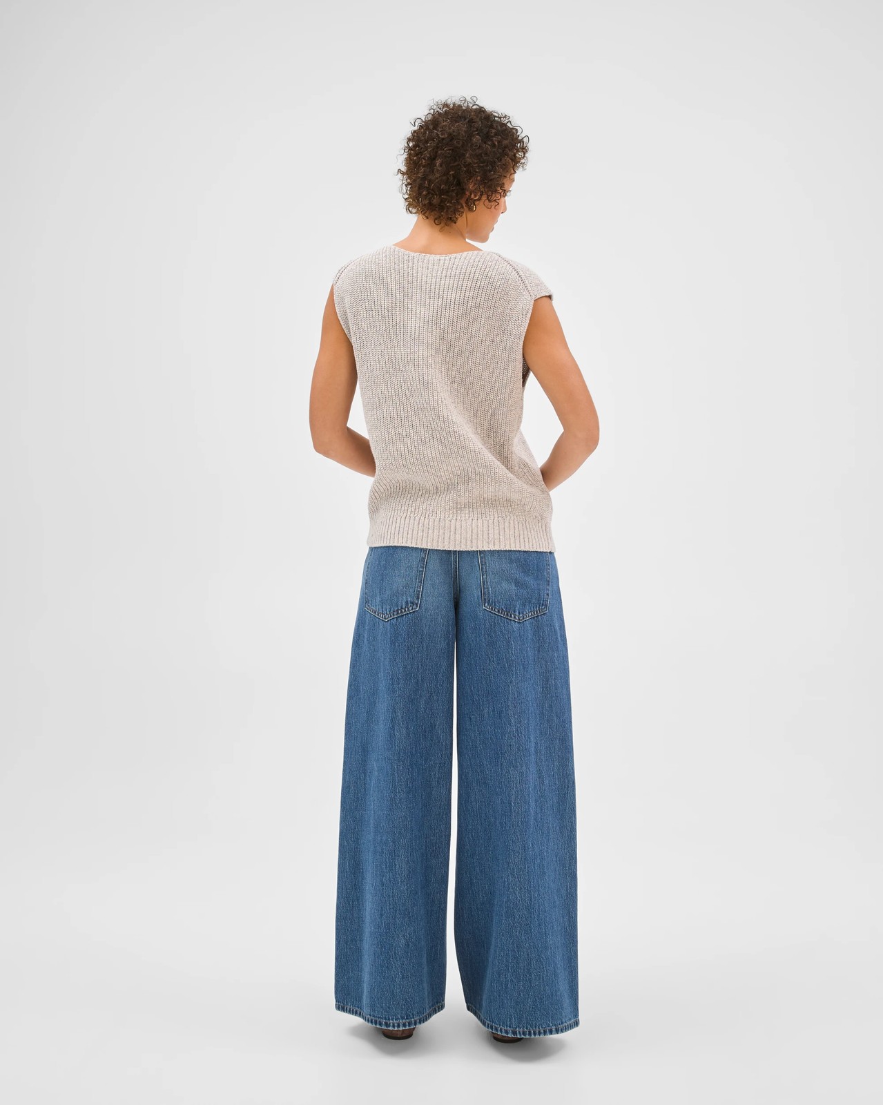 Australian Cotton Button Through Twist Knitted Vest - Pumice 5 of 6