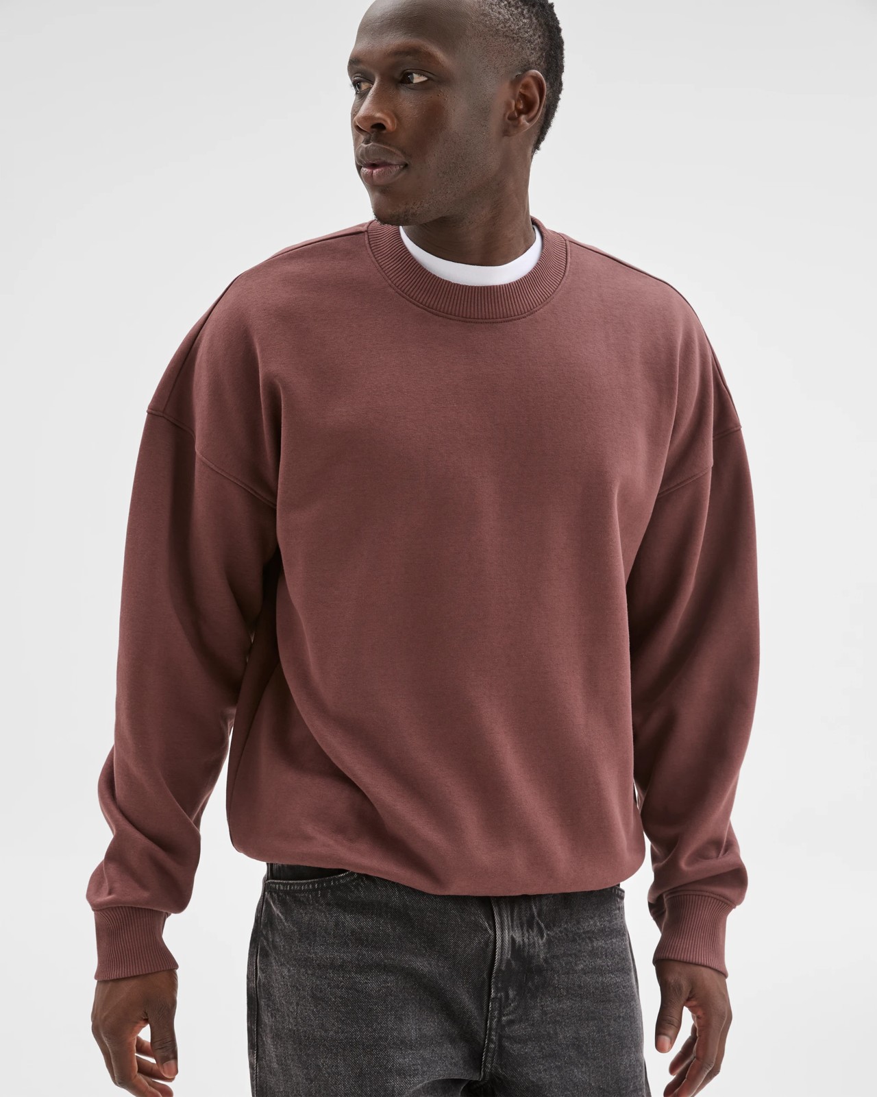 Commons Australian Cotton Blend Oversized Heavyweight Sweat Top - Burgundy 2 of 5