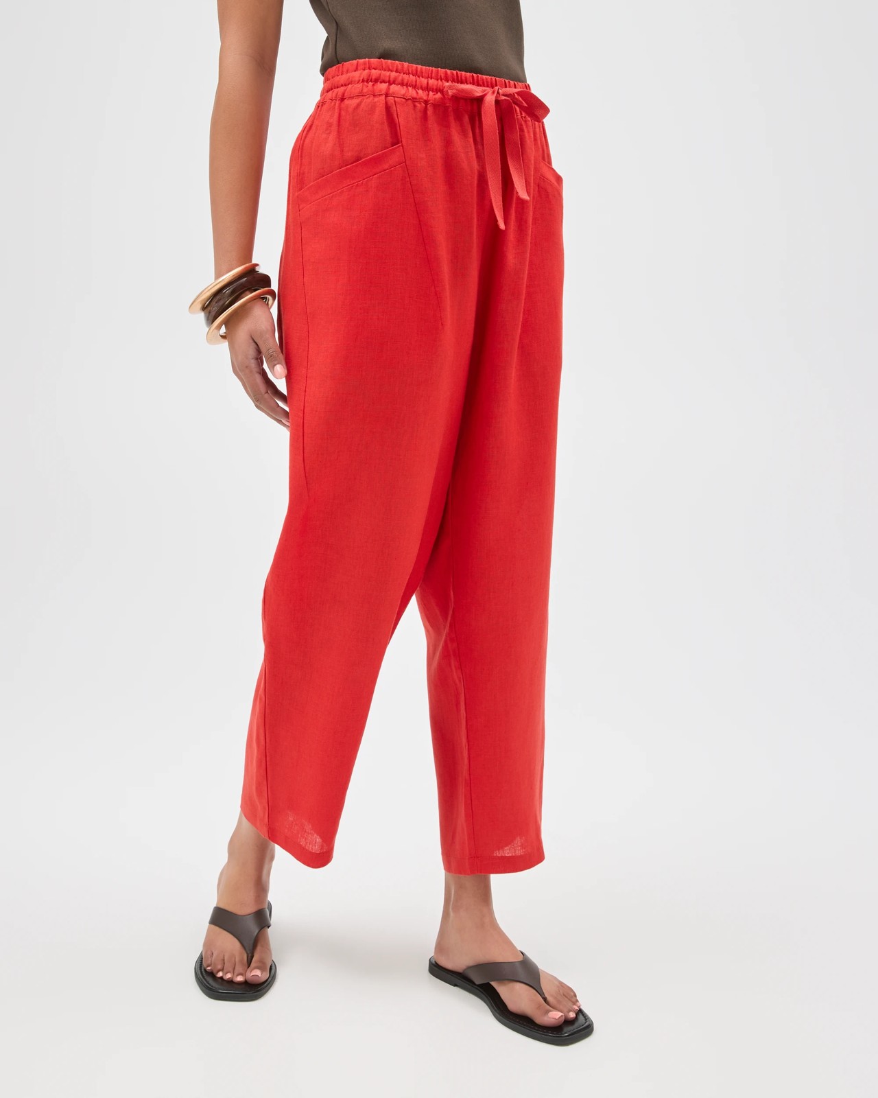 European Linen Tapered Pants - Warm Terracotta 4 of 5