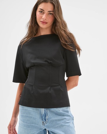 Petites Australian Cotton Short Sleeve Waisted Top