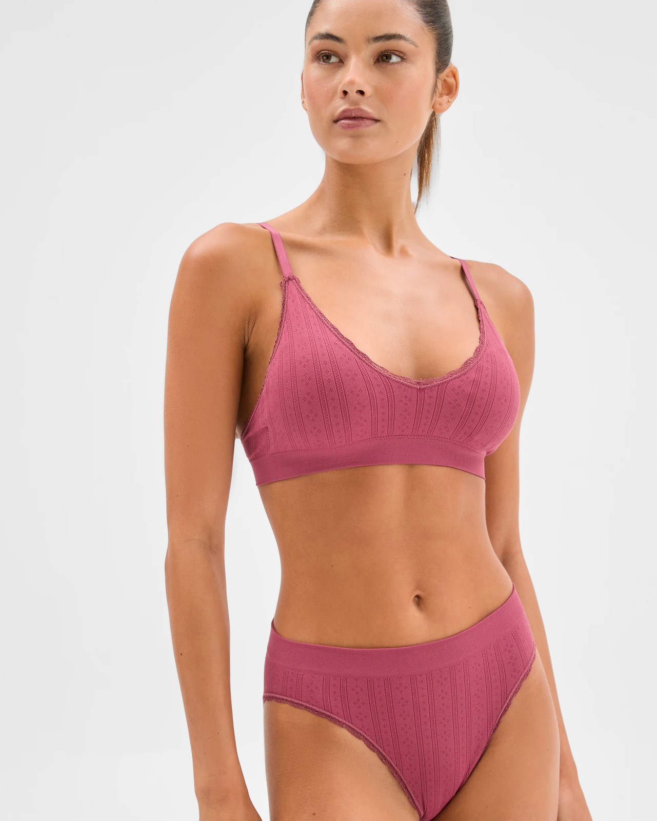 Lily Loves Pointelle High Waist Bikini Briefs - Hawthorn Rose 3 of 5